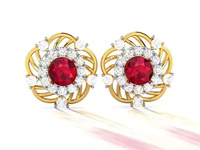 Women Daimond Earring 3dm stl obj fbx Render Details