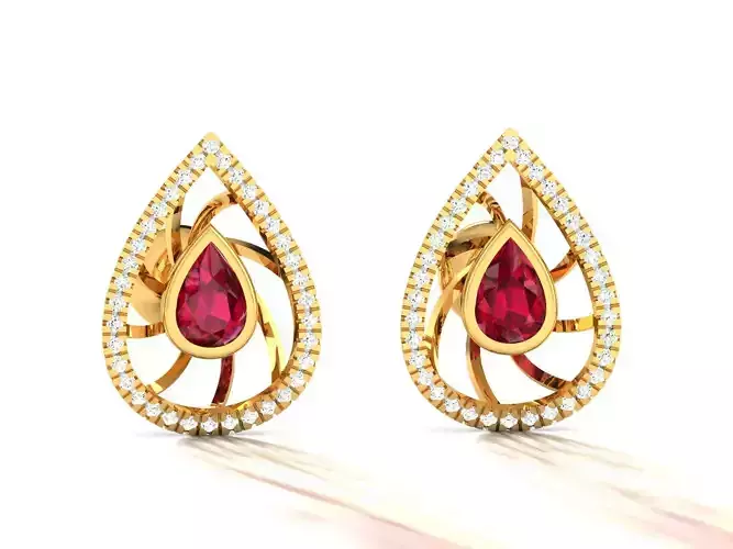 Women Pear Diamond Earring 3dm stl obj fbx Render Details 3D print model