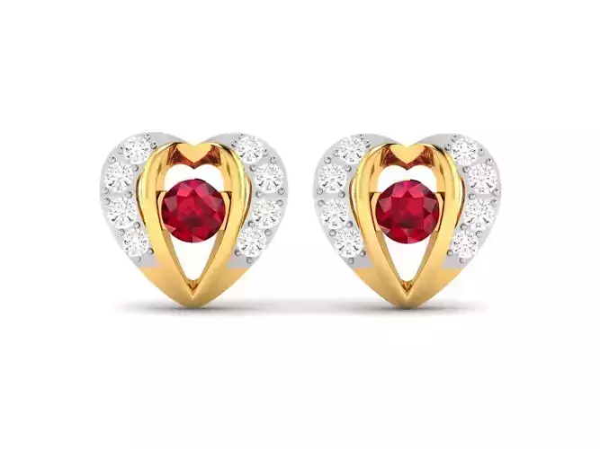 Women Daimond Heart Earring 3dm stl obj fbx Render Details