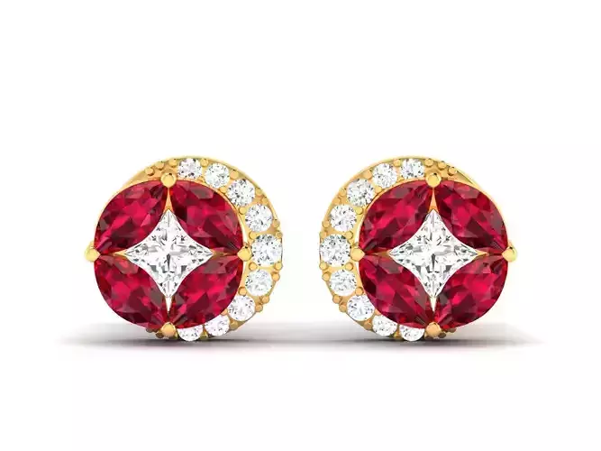 Women Daimond Earring 3dm stl obj fbx Render Details