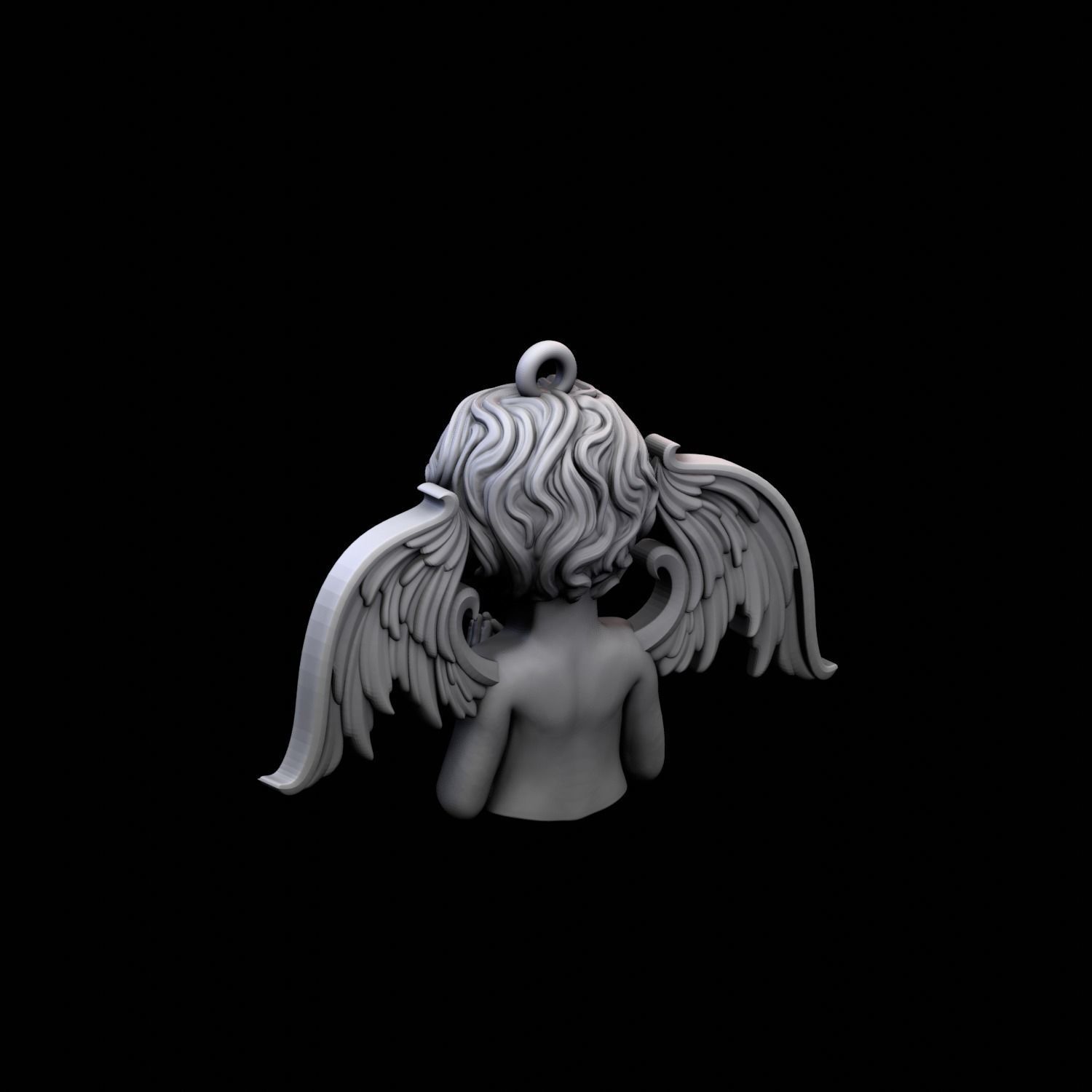 Angel pendant 3D print model_4