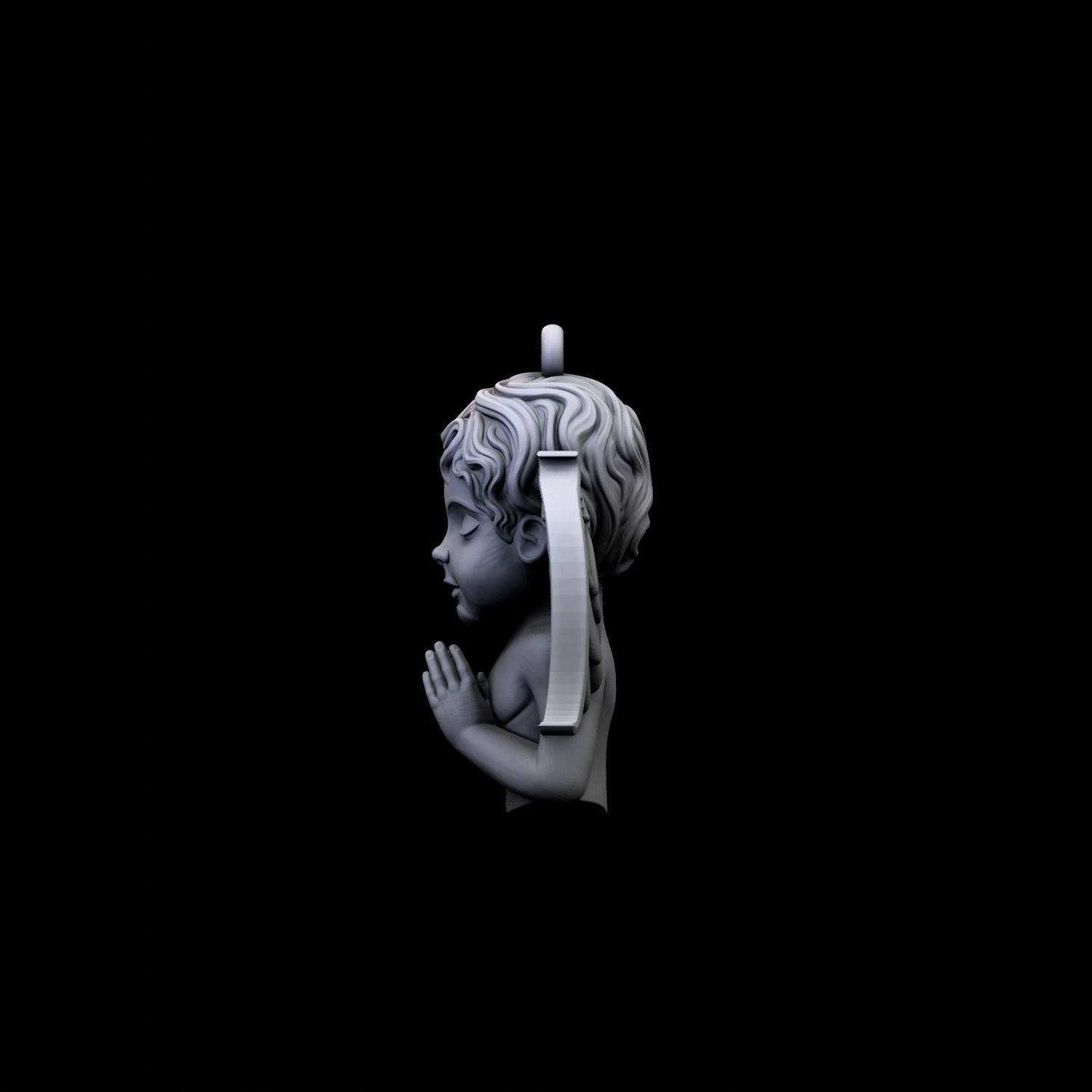 Angel pendant 3D print model_3
