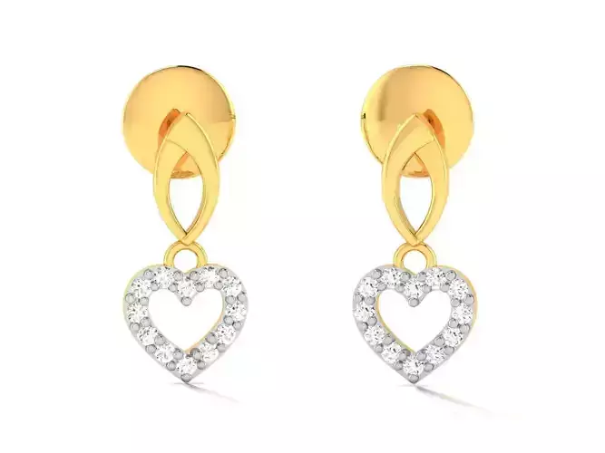 Women Daimond Heart Earring 3dm stl obj fbx Render Details