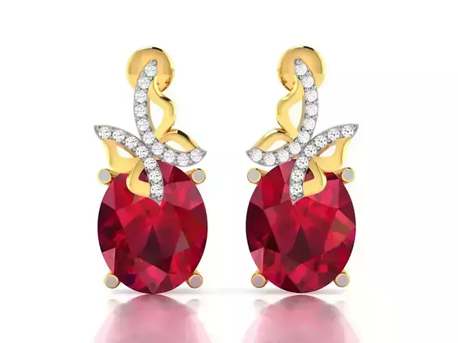 Women Oval Diamond Earrings