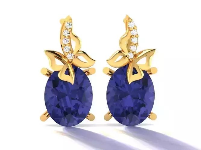 Oval Diamond Earrings 3D print model