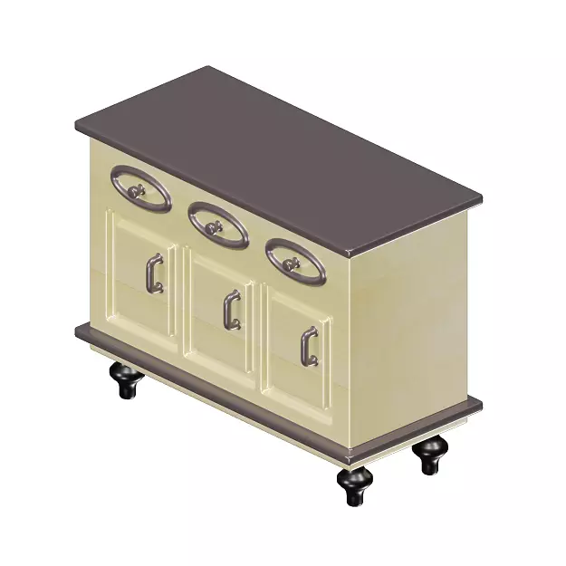 Wooden Storage Cabinet 3D model_0