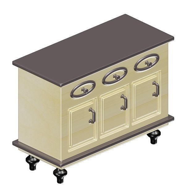 Wooden Storage Cabinet 3D model_1