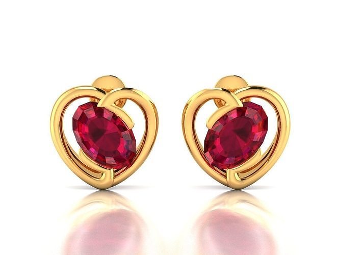 Women Heart Oval Diamond Earrings 3D print model