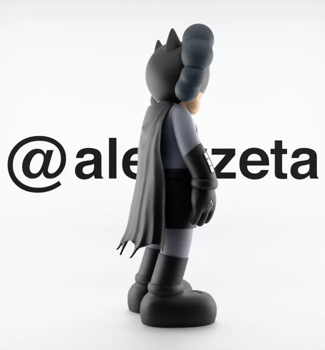 Kaws Classic Batman Textured Low-poly 3D model_26