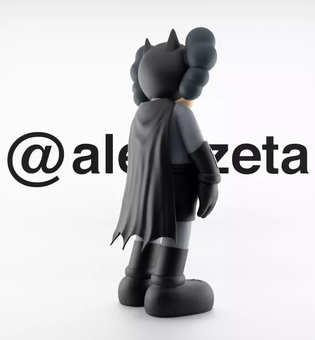 Kaws Classic Batman Textured Low-poly 3D model_24