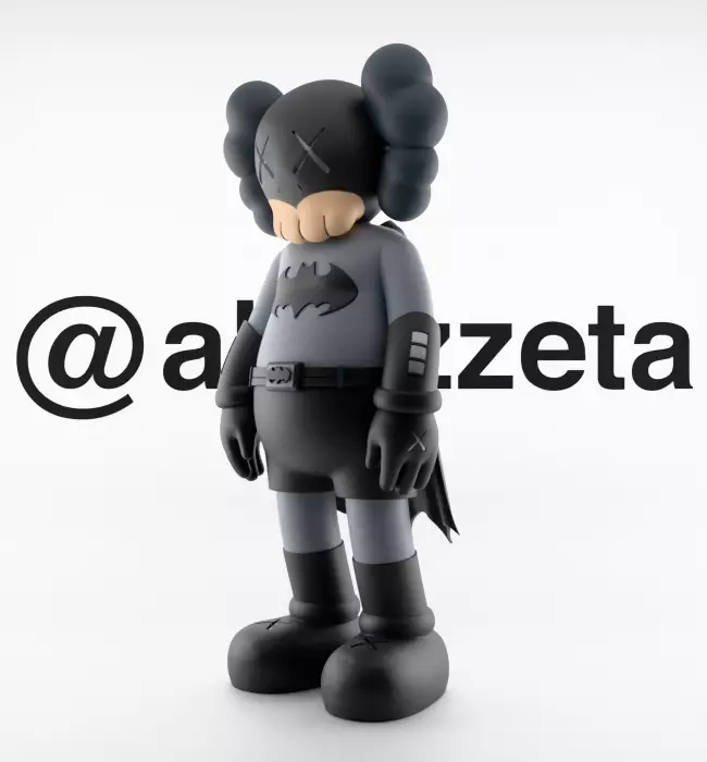 Kaws Classic Batman Textured Low-poly 3D model_5