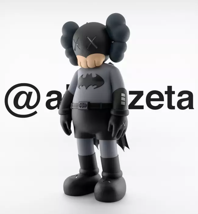 Kaws Classic Batman Textured Low-poly 3D model_4