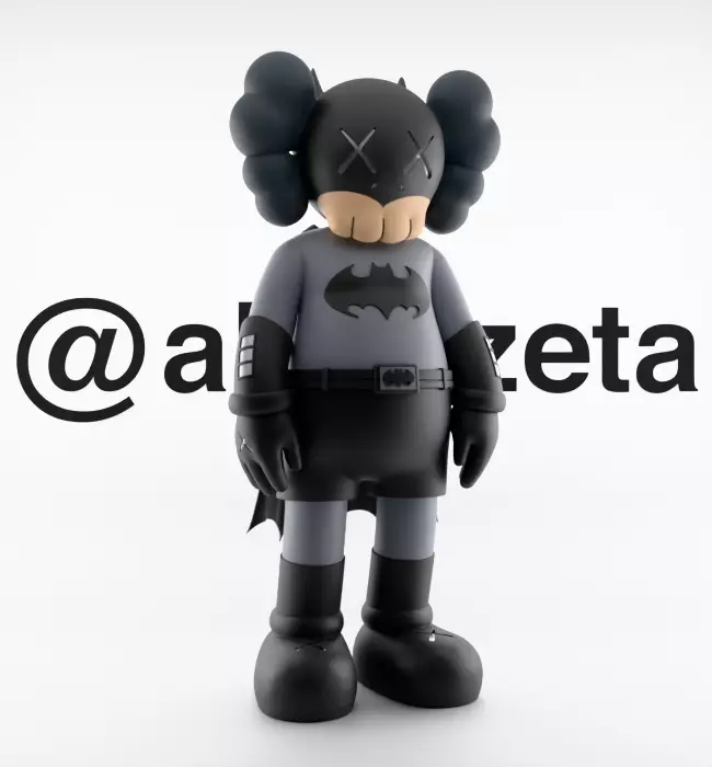 Kaws Classic Batman Textured Low-poly 3D model_35
