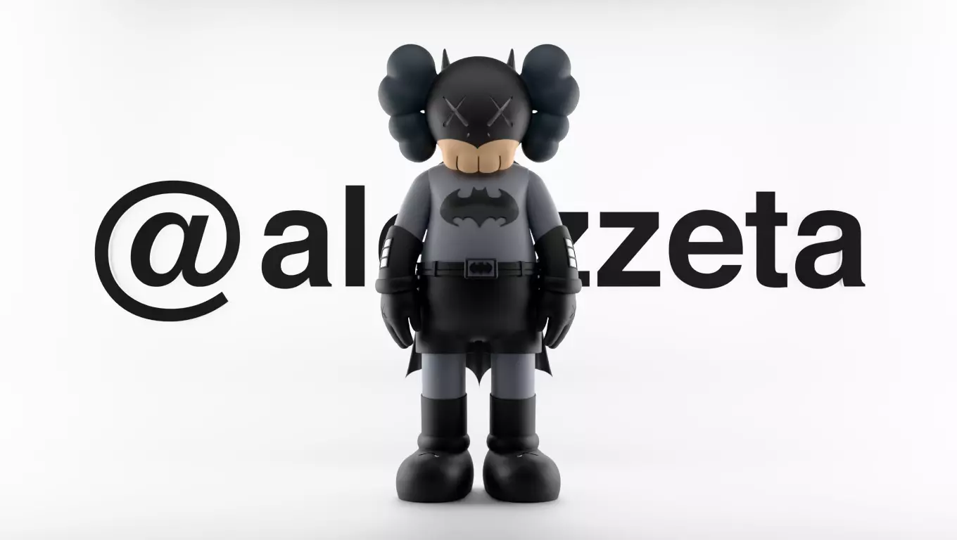 Kaws Classic Batman Textured Low-poly 3D model_0