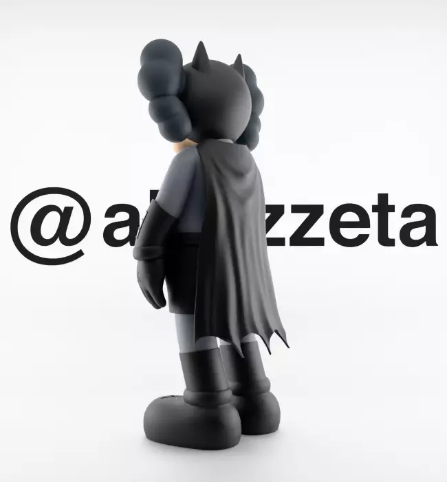 Kaws Classic Batman Textured Low-poly 3D model_14