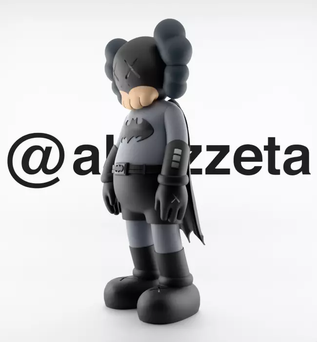 Kaws Classic Batman Textured Low-poly 3D model_6