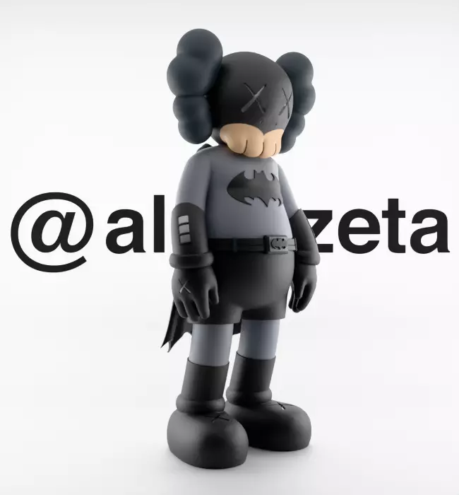 Kaws Classic Batman Textured Low-poly 3D model_33