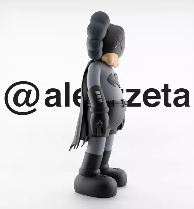 Kaws Classic Batman Textured Low-poly 3D model_30