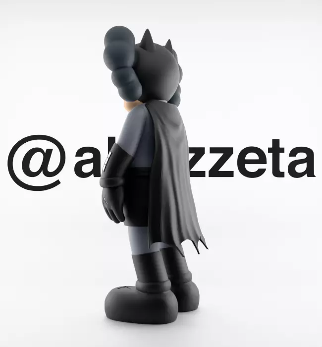 Kaws Classic Batman Textured Low-poly 3D model_13