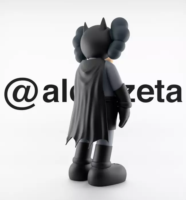 Kaws Classic Batman Textured Low-poly 3D model_23