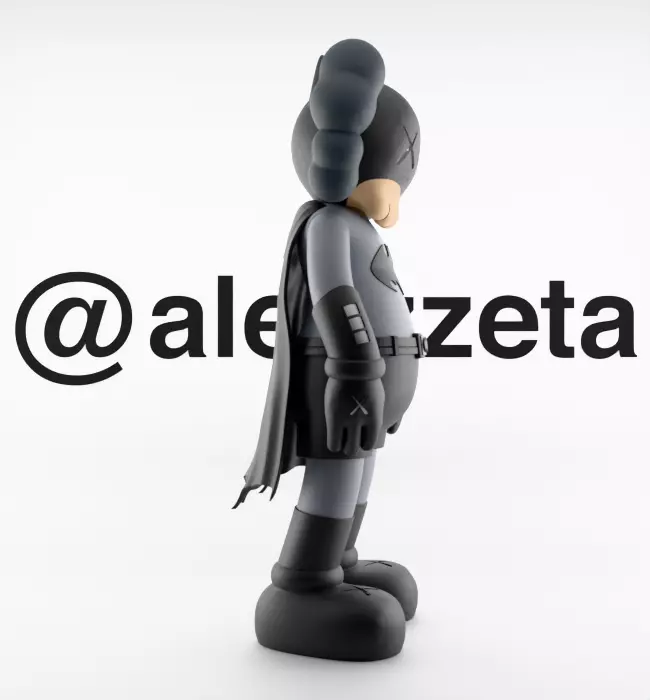 Kaws Classic Batman Textured Low-poly 3D model_29
