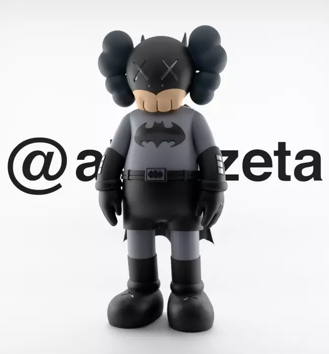 Kaws Classic Batman Textured Low-poly 3D model_2