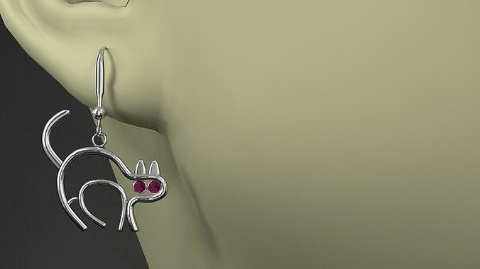 earrings cat earring 3D model