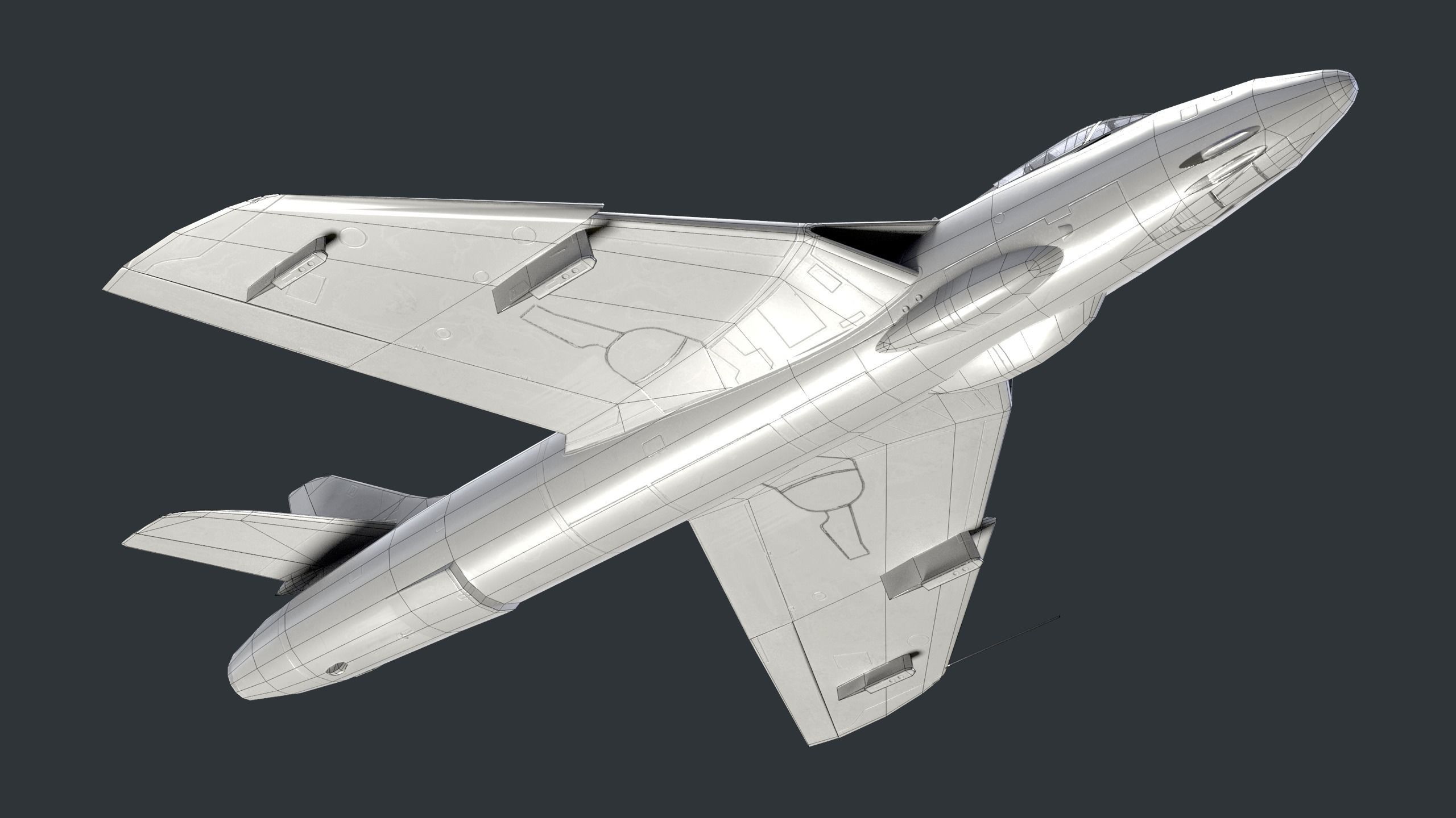 Lowpoly Hawker Hunter MK56 jet with Pilot Low-poly 3D model_18