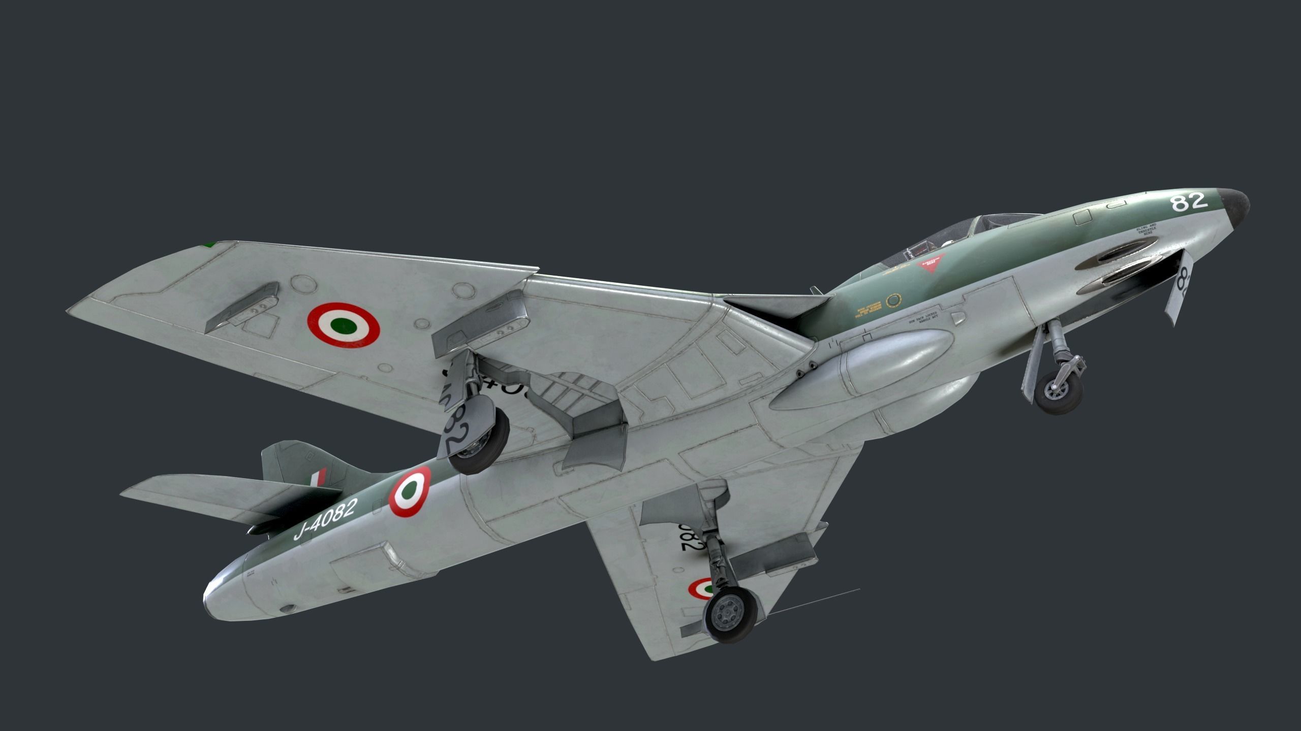 Lowpoly Hawker Hunter MK56 jet with Pilot Low-poly 3D model_6
