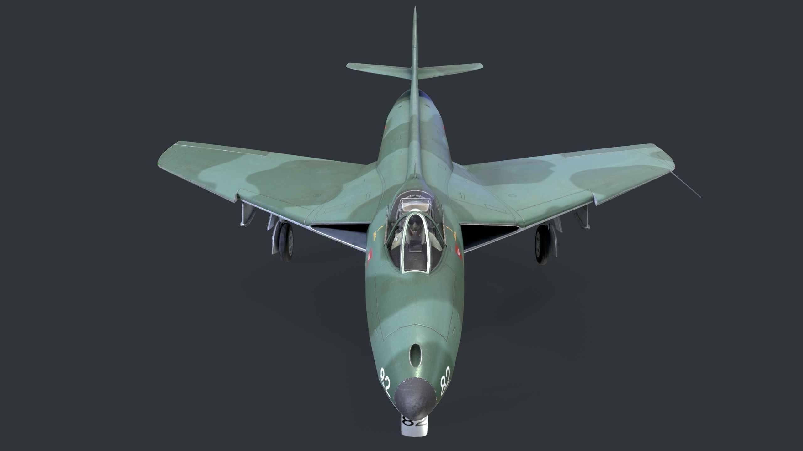 Lowpoly Hawker Hunter MK56 jet with Pilot Low-poly 3D model_8