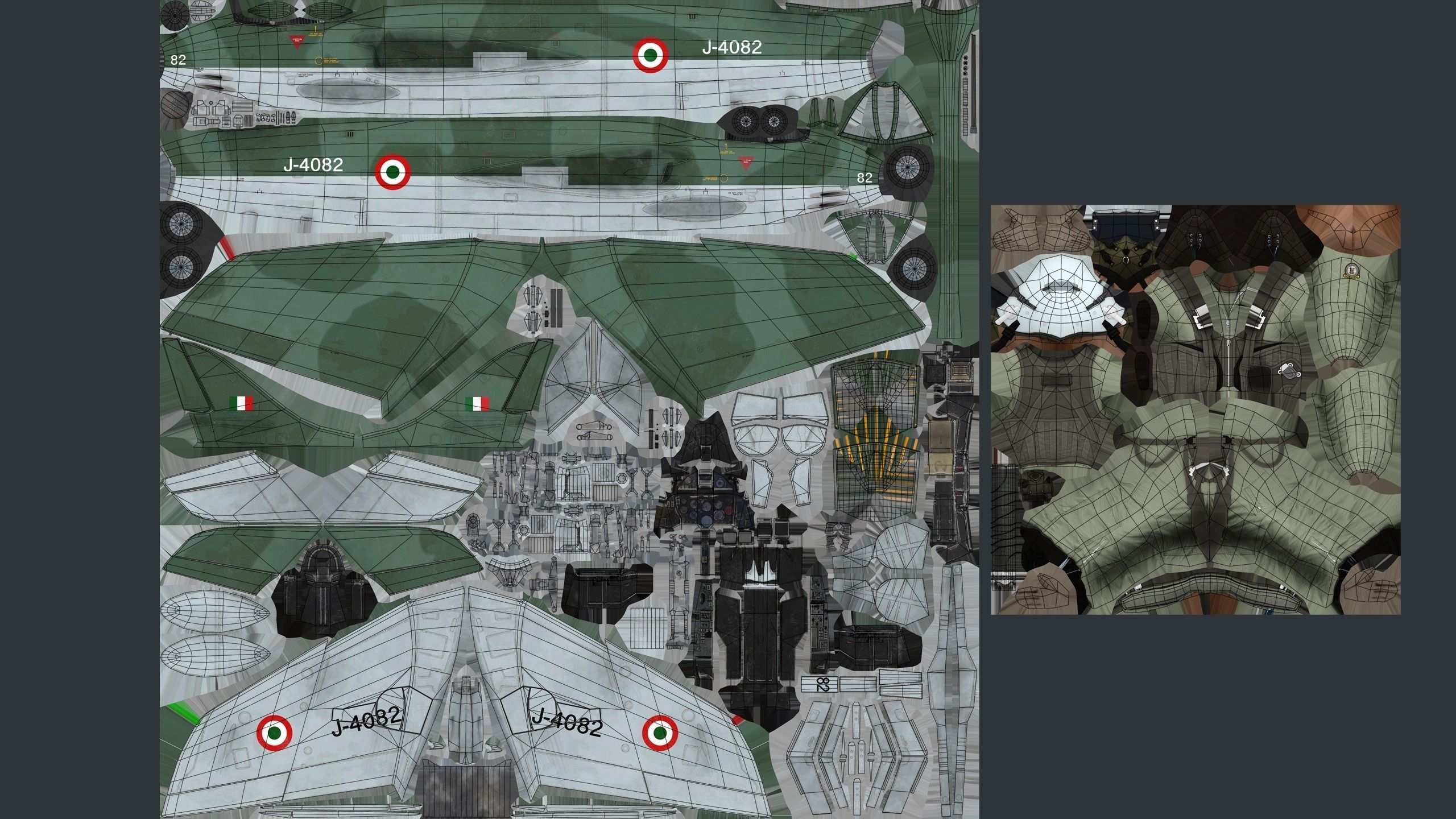 Lowpoly Hawker Hunter MK56 jet with Pilot Low-poly 3D model_14