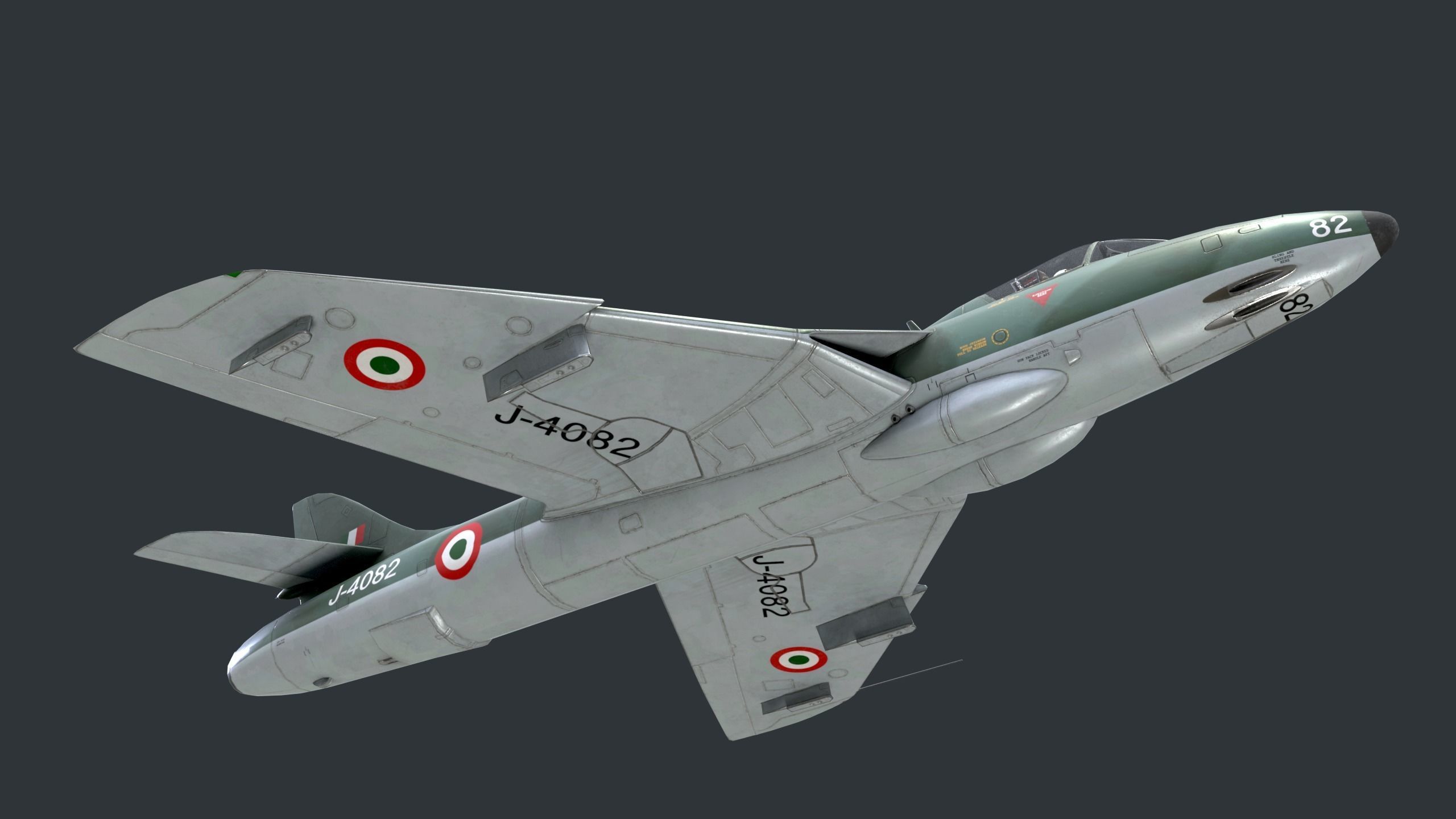 Lowpoly Hawker Hunter MK56 jet with Pilot Low-poly 3D model_7