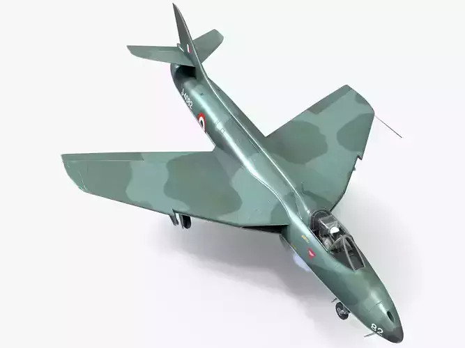Lowpoly Hawker Hunter MK56 jet with Pilot Low-poly 3D model
