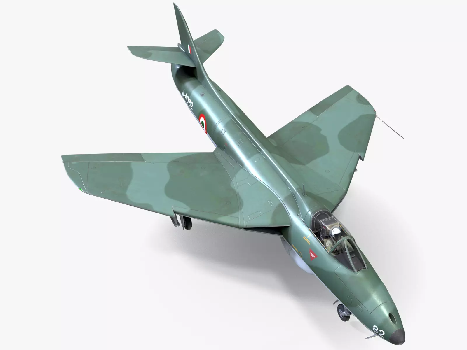 Lowpoly Hawker Hunter MK56 jet with Pilot Low-poly 3D model_0