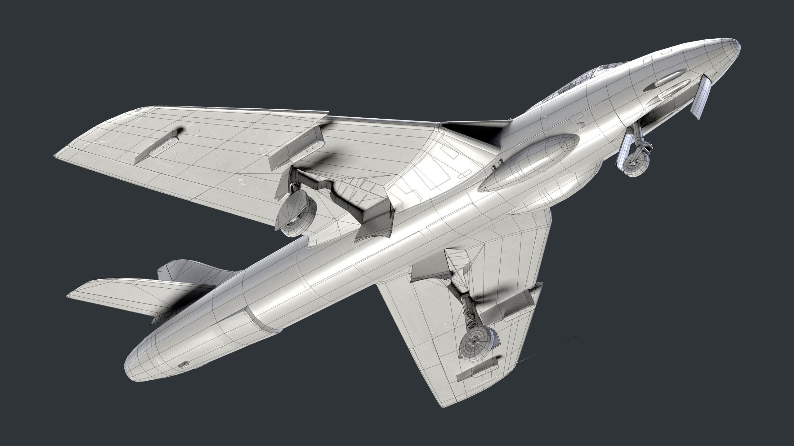 Lowpoly Hawker Hunter MK56 jet with Pilot Low-poly 3D model_16