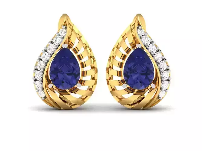 Women Pear Diamond Earrings 3D print model
