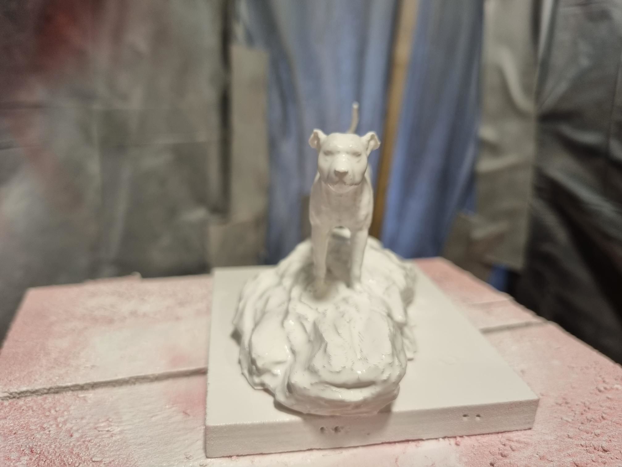 Pitbull on Rockbase - Statue 3D print model_4