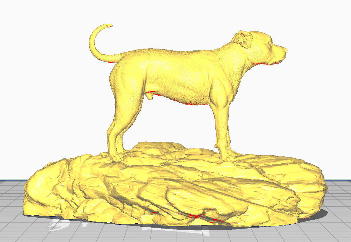Pitbull on Rockbase - Statue 3D print model_1