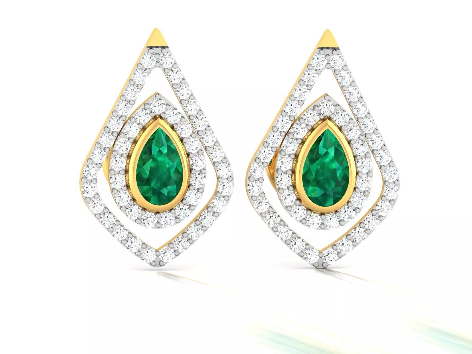 Women Pear Diamond Earrings 3D print model_0