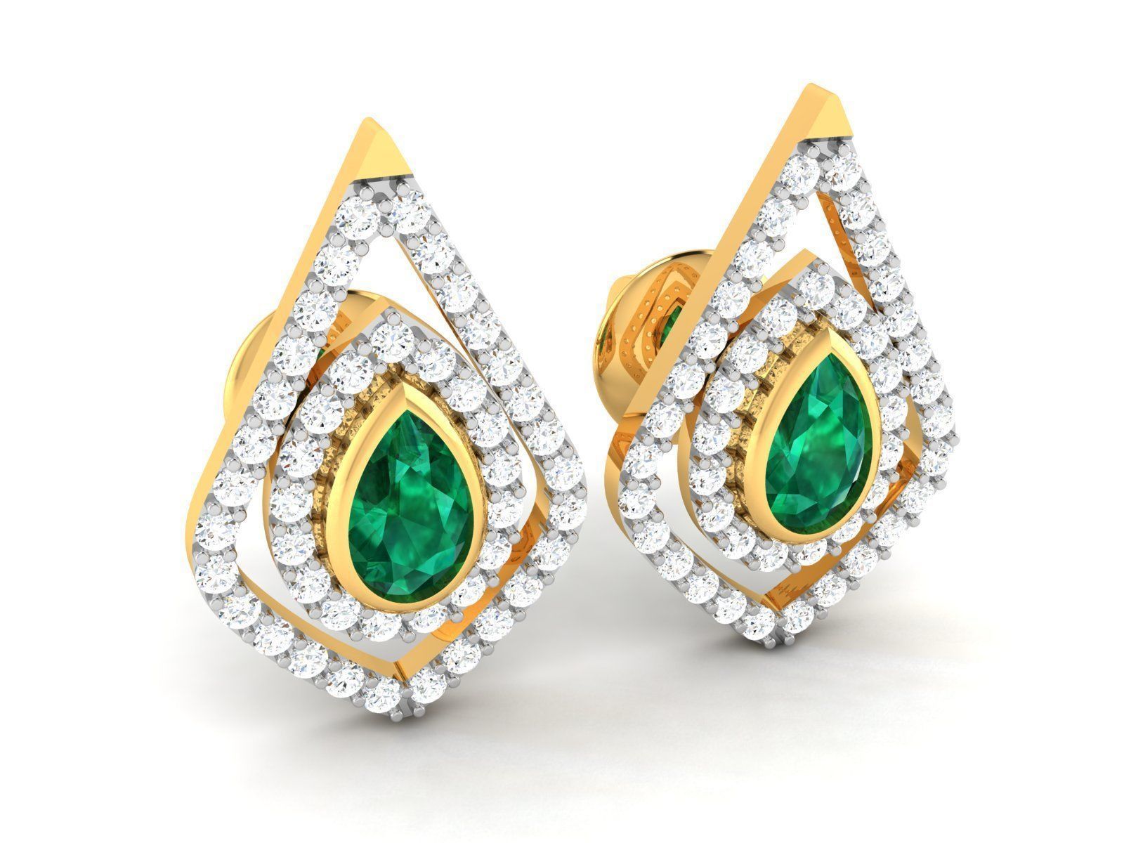Women Pear Diamond Earrings 3D print model_1