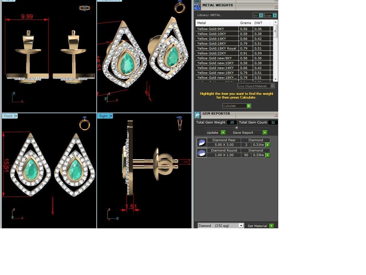 Women Pear Diamond Earrings 3D print model_5