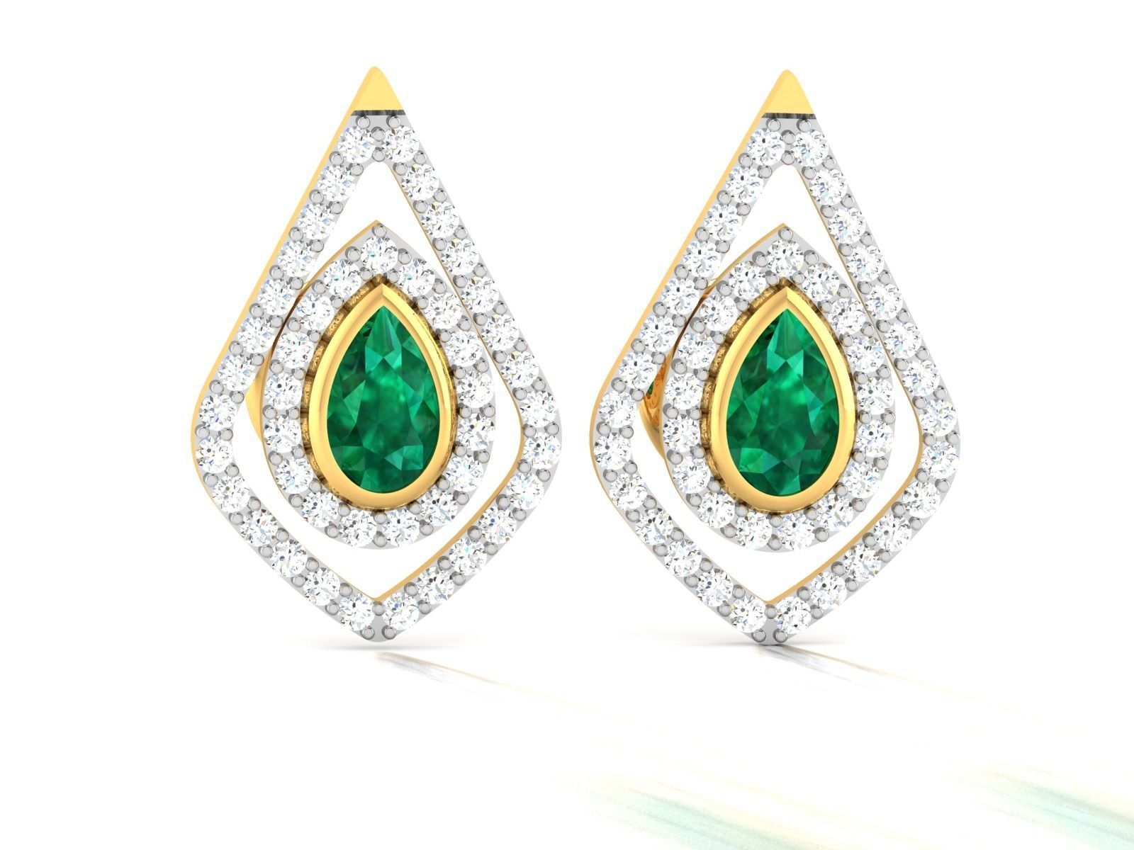 Women Pear Diamond Earrings 3D print model_3