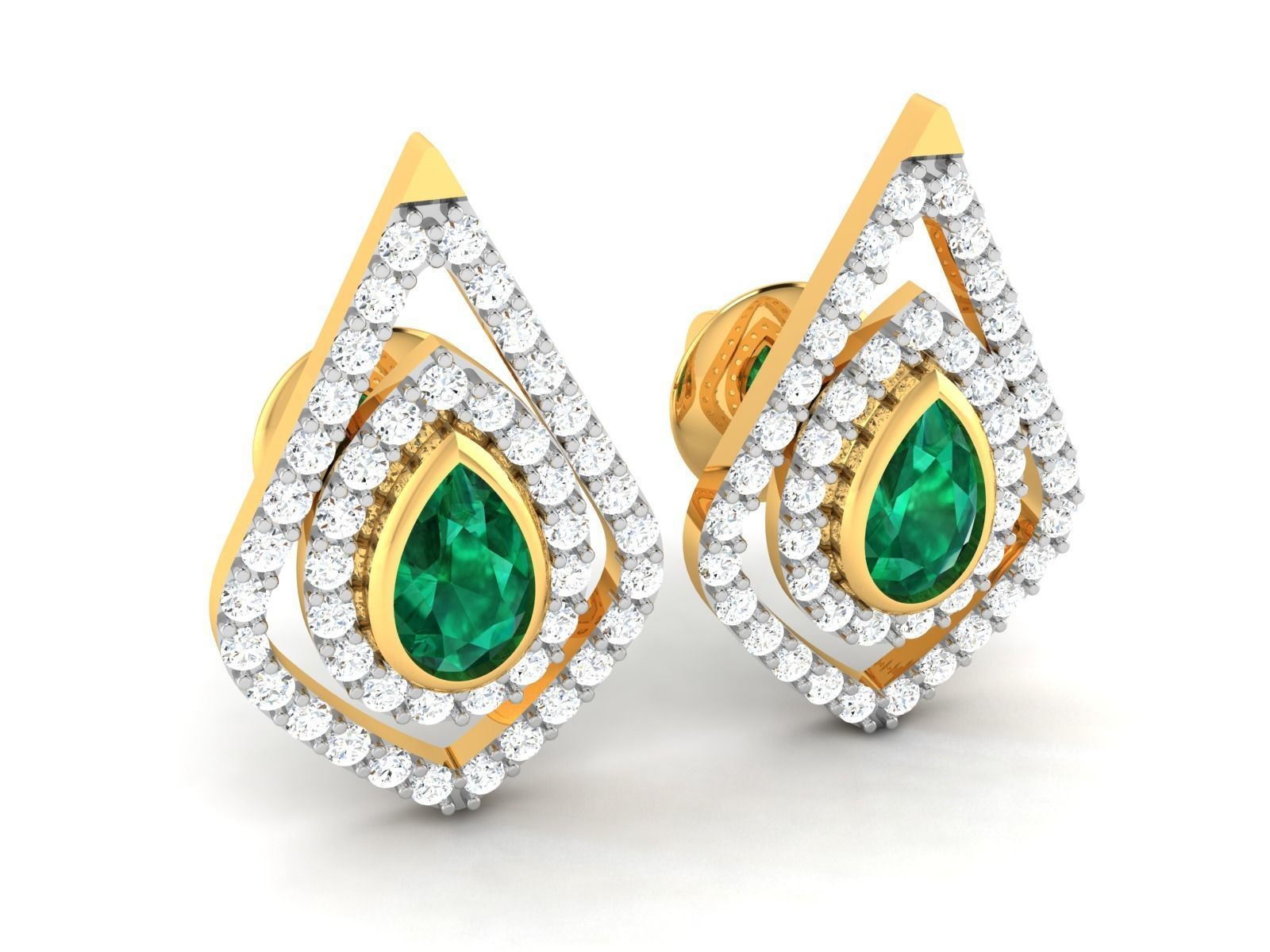 Women Pear Diamond Earrings 3D print model_2