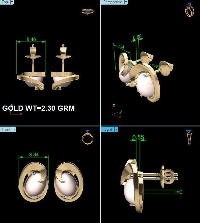 Opal Stone Earrings 3D print model_4