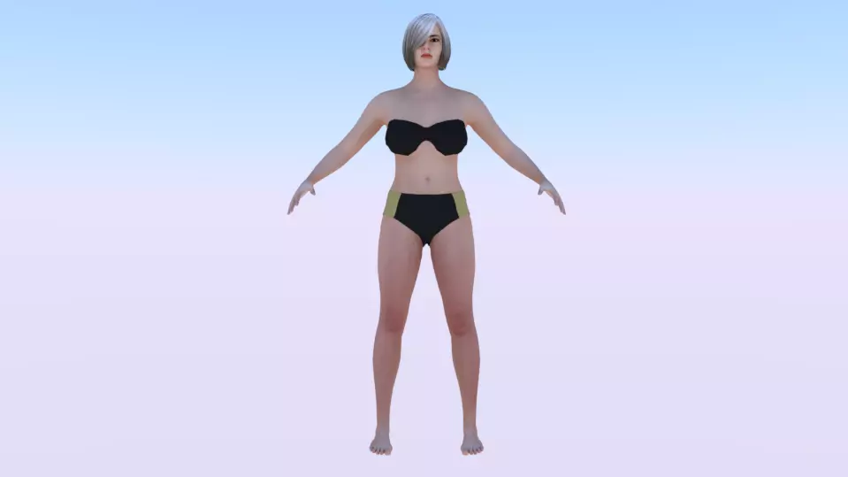 A Woman in a 09 Low-poly 3D model