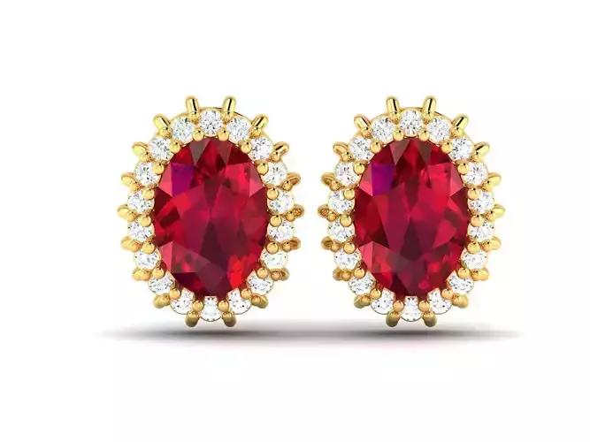 Oval Diamond Earrings 3D print model