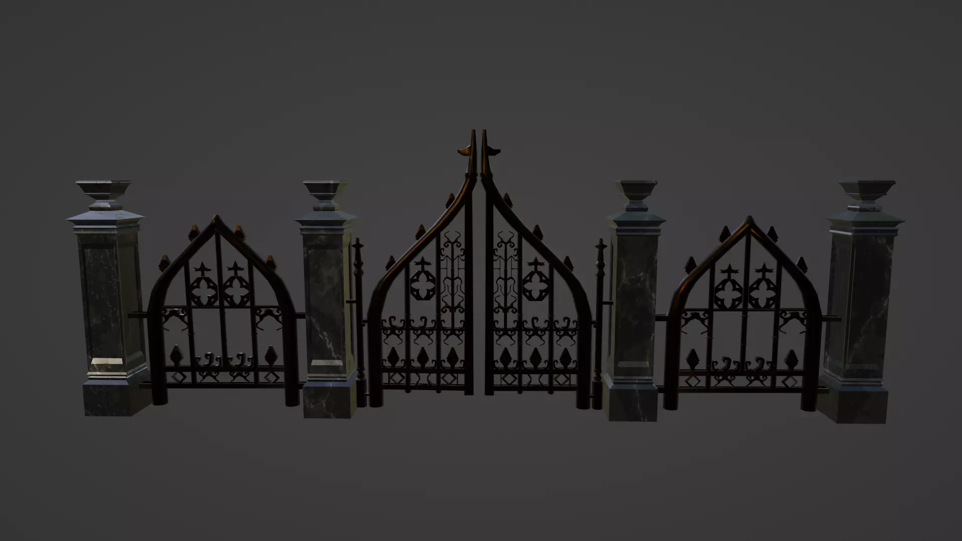 Cemetery Gothic Fence Low-poly 3D model_0