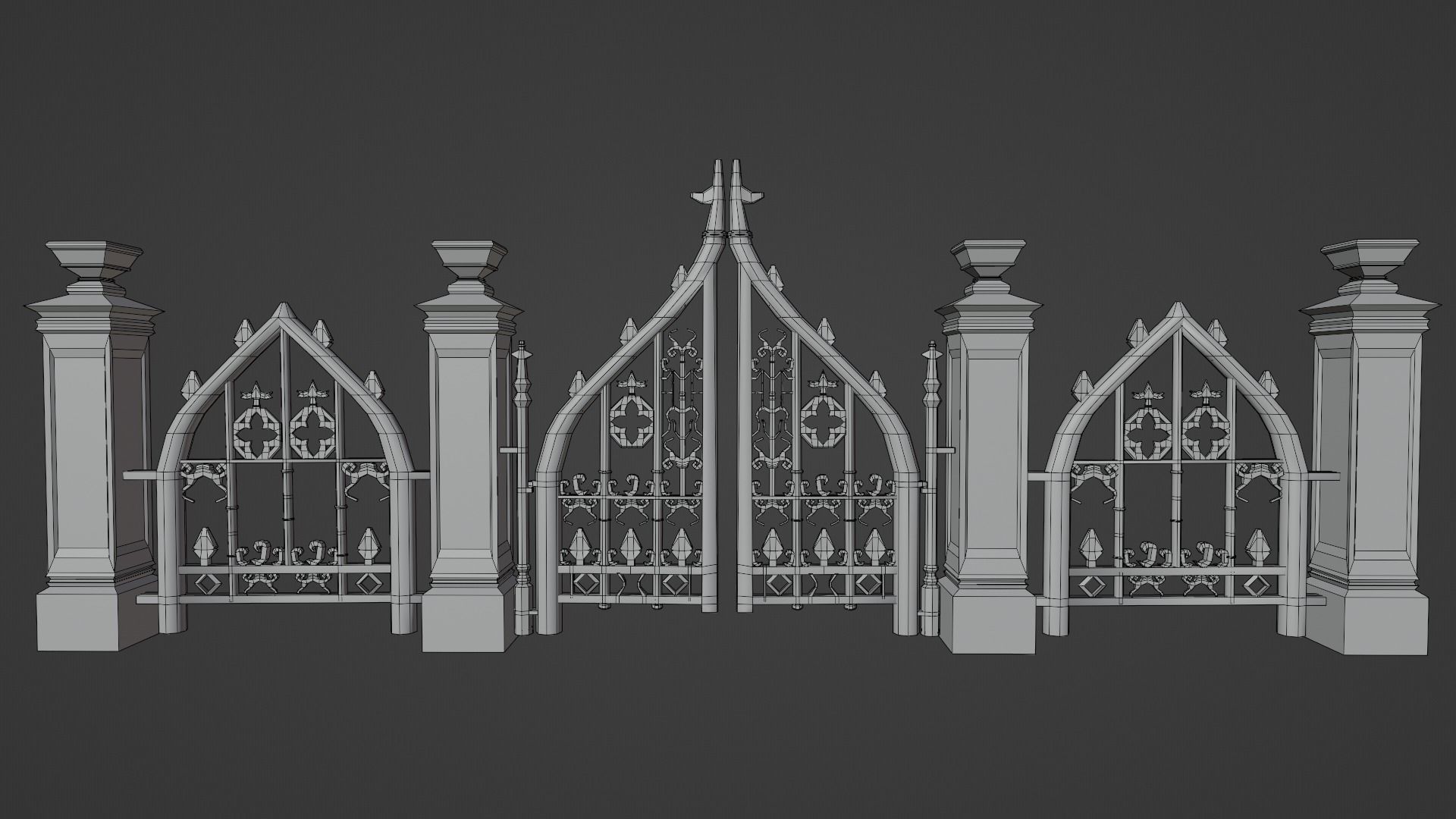 Cemetery Gothic Fence Low-poly 3D model_4