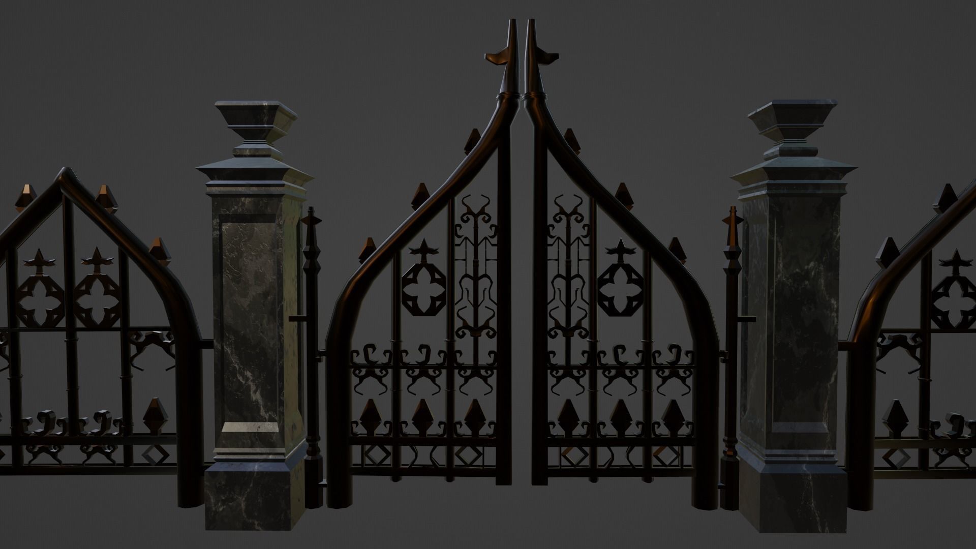 Cemetery Gothic Fence Low-poly 3D model_3