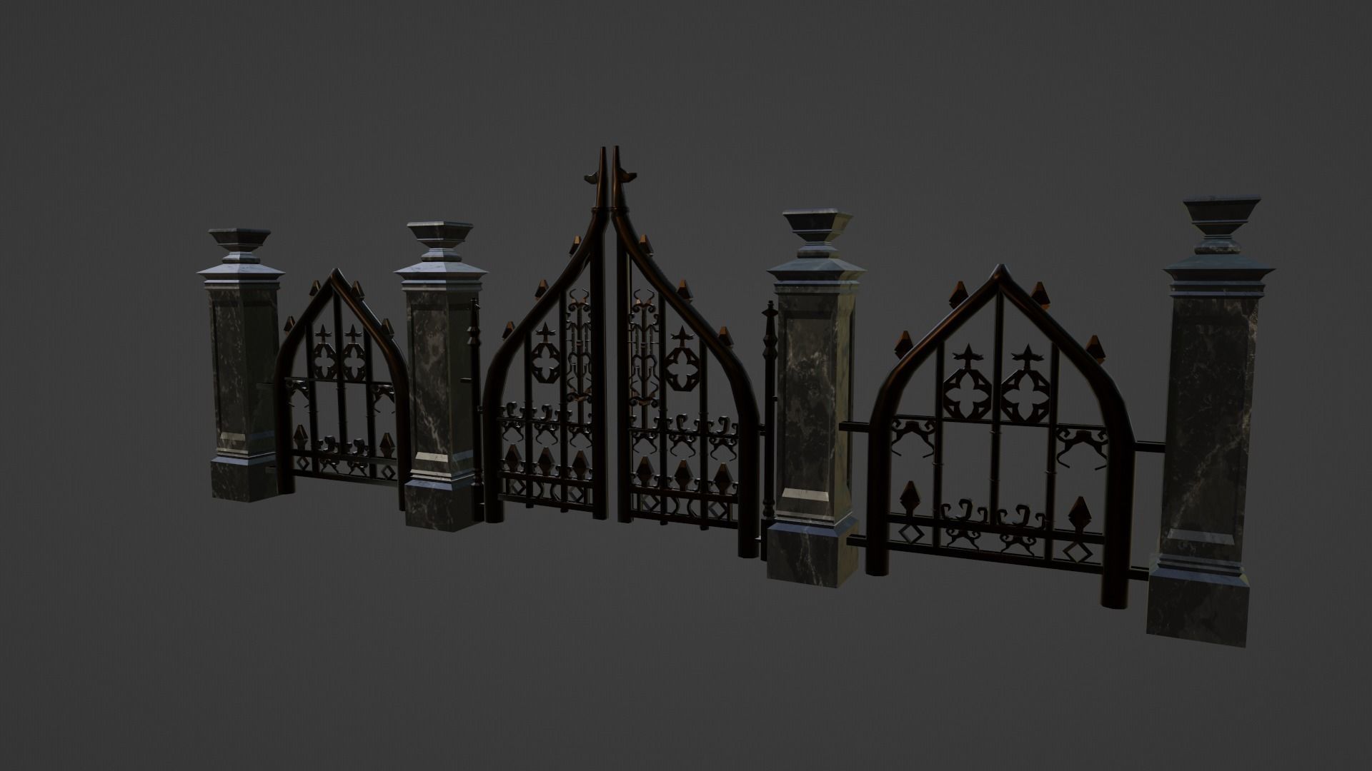 Cemetery Gothic Fence Low-poly 3D model_1